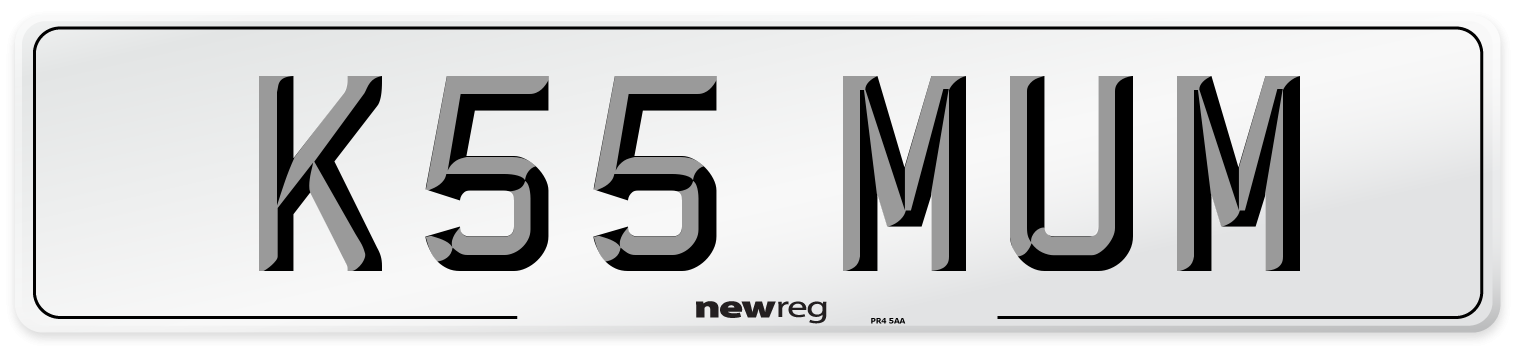 K55 MUM Number Plate from New Reg